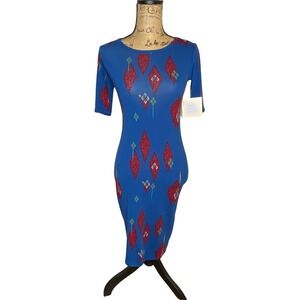 Women's Lularoe Julia Dress Size XXS 2XS Multi color Knee Length Stretch (1009)
